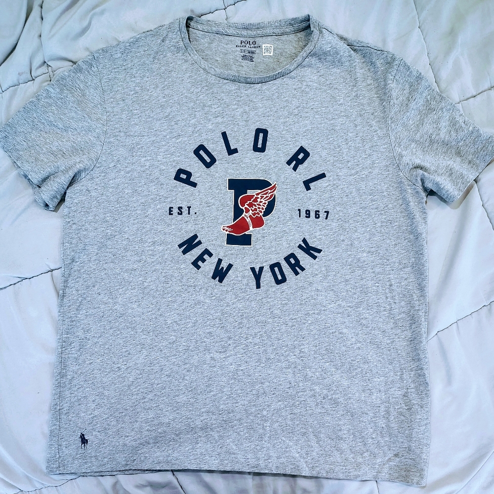 Polo Ralph Lauren P Wing New York 1967 Tee Gray Large Soft Cotton